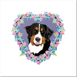 Bernese Mt dog Lover heart purple pink Posters and Art